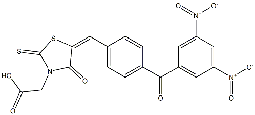 [5-(4-{3,5-bisnitrobenzoyl}benzylidene)-4-oxo-2-thioxo-1,3-thiazolidin-3-yl]acetic acid Struktur