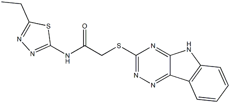 N-(5-ethyl-1,3,4-thiadiazol-2-yl)-2-(5H-[1,2,4]triazino[5,6-b]indol-3-ylsulfanyl)acetamide Struktur