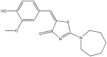 2-(1-azepanyl)-5-(4-hydroxy-3-methoxybenzylidene)-1,3-thiazol-4(5H)-one Struktur