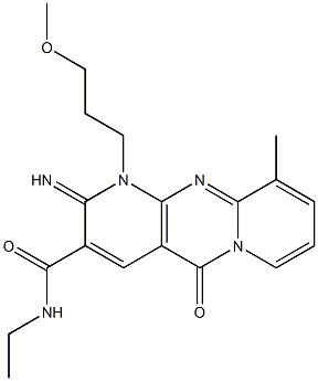 N-ethyl-2-imino-1-(3-methoxypropyl)-10-methyl-5-oxo-1,5-dihydro-2H-dipyrido[1,2-a:2,3-d]pyrimidine-3-carboxamide Struktur