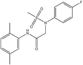 N-(2,5-dimethylphenyl)-2-[4-fluoro(methylsulfonyl)anilino]acetamide Struktur