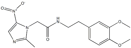 N-[2-(3,4-dimethoxyphenyl)ethyl]-2-{5-nitro-2-methyl-1H-imidazol-1-yl}acetamide Struktur