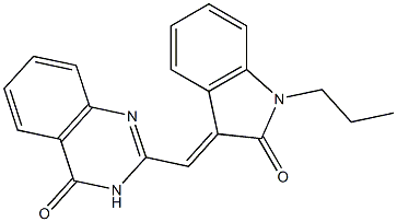 2-[(2-oxo-1-propyl-1,2-dihydro-3H-indol-3-ylidene)methyl]-4(3H)-quinazolinone Struktur