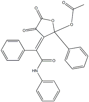 3-(2-anilino-2-oxo-1-phenylethylidene)-4,5-dioxo-2-phenyltetrahydro-2-furanyl acetate Struktur