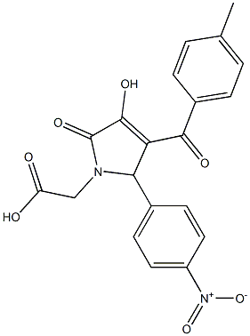 [3-hydroxy-5-{4-nitrophenyl}-4-(4-methylbenzoyl)-2-oxo-2,5-dihydro-1H-pyrrol-1-yl]acetic acid Struktur