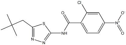 2-chloro-4-nitro-N-(5-neopentyl-1,3,4-thiadiazol-2-yl)benzamide Struktur