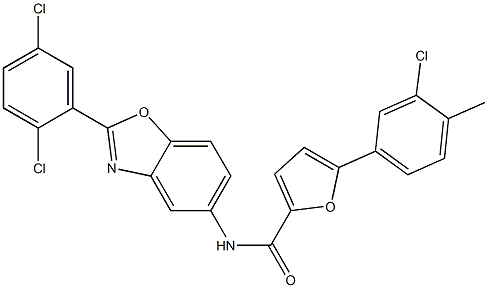 5-(3-chloro-4-methylphenyl)-N-[2-(2,5-dichlorophenyl)-1,3-benzoxazol-5-yl]-2-furamide Struktur