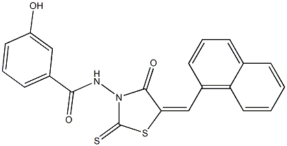 3-hydroxy-N-[5-(1-naphthylmethylene)-4-oxo-2-thioxo-1,3-thiazolidin-3-yl]benzamide Struktur