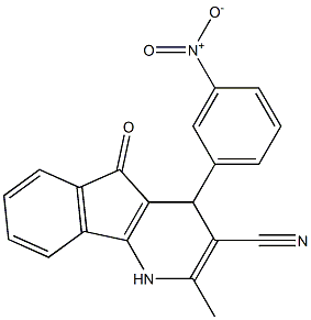 4-{3-nitrophenyl}-2-methyl-5-oxo-4,5-dihydro-1H-indeno[1,2-b]pyridine-3-carbonitrile Struktur