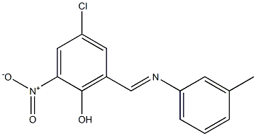 4-chloro-2-nitro-6-{[(3-methylphenyl)imino]methyl}phenol Struktur