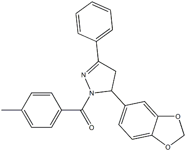 5-(1,3-benzodioxol-5-yl)-1-(4-methylbenzoyl)-3-phenyl-4,5-dihydro-1H-pyrazole Struktur