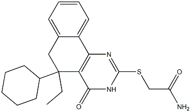 2-[(5-cyclohexyl-5-ethyl-4-oxo-3,4,5,6-tetrahydrobenzo[h]quinazolin-2-yl)sulfanyl]acetamide Struktur