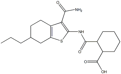 2-({[3-(aminocarbonyl)-6-propyl-4,5,6,7-tetrahydro-1-benzothien-2-yl]amino}carbonyl)cyclohexanecarboxylic acid Struktur