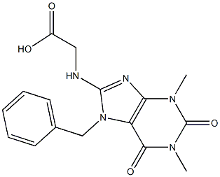 [(7-benzyl-1,3-dimethyl-2,6-dioxo-2,3,6,7-tetrahydro-1H-purin-8-yl)amino]acetic acid Struktur