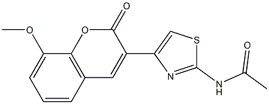 N-[4-(8-methoxy-2-oxo-2H-chromen-3-yl)-1,3-thiazol-2-yl]acetamide Struktur