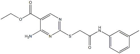 ethyl 4-amino-2-{[2-oxo-2-(3-toluidino)ethyl]sulfanyl}-5-pyrimidinecarboxylate Struktur