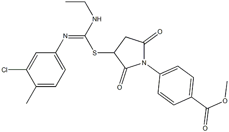 methyl 4-(3-{[[(3-chloro-4-methylphenyl)imino](ethylamino)methyl]sulfanyl}-2,5-dioxo-1-pyrrolidinyl)benzoate Struktur