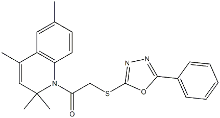 2-oxo-2-(2,2,4,6-tetramethyl-1(2H)-quinolinyl)ethyl 5-phenyl-1,3,4-oxadiazol-2-yl sulfide Struktur