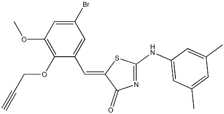 5-[5-bromo-3-methoxy-2-(2-propynyloxy)benzylidene]-2-(3,5-dimethylanilino)-1,3-thiazol-4(5H)-one Struktur