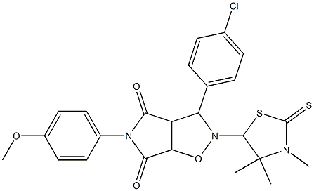 3-(4-chlorophenyl)-5-(4-methoxyphenyl)-2-(3,4,4-trimethyl-2-thioxo-1,3-thiazolidin-5-yl)dihydro-2H-pyrrolo[3,4-d]isoxazole-4,6(3H,5H)-dione Struktur