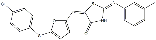 5-({5-[(4-chlorophenyl)sulfanyl]-2-furyl}methylene)-2-[(3-methylphenyl)imino]-1,3-thiazolidin-4-one Struktur