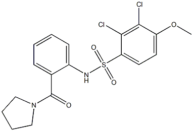 2,3-dichloro-4-methoxy-N-[2-(1-pyrrolidinylcarbonyl)phenyl]benzenesulfonamide Struktur