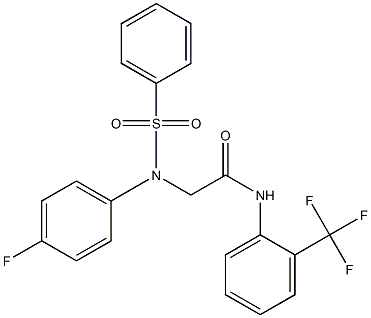 2-[(4-fluorophenyl)(phenylsulfonyl)amino]-N-[2-(trifluoromethyl)phenyl]acetamide Struktur