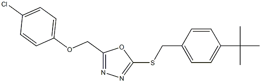 2-[(4-tert-butylbenzyl)sulfanyl]-5-[(4-chlorophenoxy)methyl]-1,3,4-oxadiazole Struktur