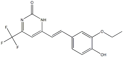 4-[2-(3-ethoxy-4-hydroxyphenyl)vinyl]-6-(trifluoromethyl)-2(3H)-pyrimidinone Struktur