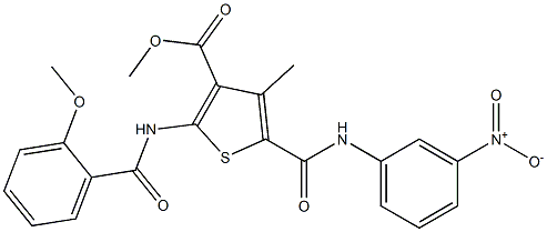 methyl 5-[({3-nitrophenyl}amino)carbonyl]-4-methyl-2-({[2-(methyloxy)phenyl]carbonyl}amino)thiophene-3-carboxylate Struktur