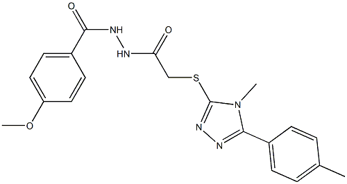 2-{[4-methyl-5-(4-methylphenyl)-4H-1,2,4-triazol-3-yl]sulfanyl}-N'-{[4-(methyloxy)phenyl]carbonyl}acetohydrazide Struktur