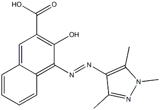 3-hydroxy-4-[(1,3,5-trimethyl-1H-pyrazol-4-yl)diazenyl]-2-naphthoic acid Struktur