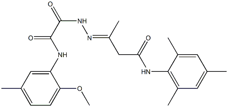 N-mesityl-3-{[(2-methoxy-5-methylanilino)(oxo)acetyl]hydrazono}butanamide Struktur