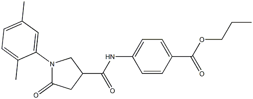 propyl 4-({[1-(2,5-dimethylphenyl)-5-oxo-3-pyrrolidinyl]carbonyl}amino)benzoate Struktur