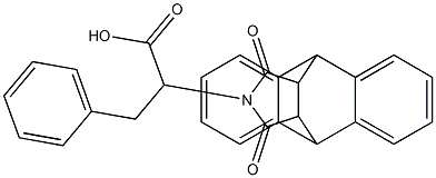 2-(16,18-dioxo-17-azapentacyclo[6.6.5.0~2,7~.0~9,14~.0~15,19~]nonadeca-2,4,6,9,11,13-hexaen-17-yl)-3-phenylpropanoic acid Struktur