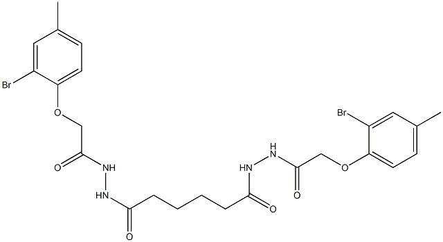 2-(2-bromo-4-methylphenoxy)-N'-(6-{2-[2-(2-bromo-4-methylphenoxy)acetyl]hydrazino}-6-oxohexanoyl)acetohydrazide Struktur