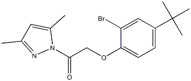 2-[2-bromo-4-(tert-butyl)phenoxy]-1-(3,5-dimethyl-1H-pyrazol-1-yl)-1-ethanone Struktur