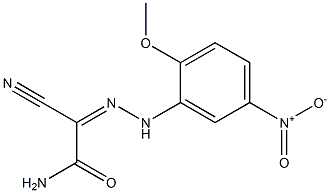 2-cyano-2-[(Z)-2-(2-methoxy-5-nitrophenyl)hydrazono]acetamide Struktur