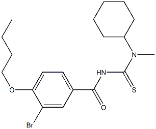 N'-(3-bromo-4-butoxybenzoyl)-N-cyclohexyl-N-methylthiourea Struktur