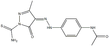 N-(4-{2-[1-(aminocarbothioyl)-3-methyl-5-oxo-1,5-dihydro-4H-pyrazol-4-ylidene]hydrazino}phenyl)acetamide Struktur