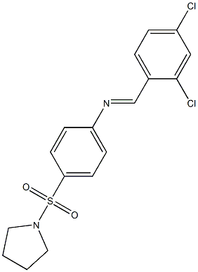 N-[(E)-(2,4-dichlorophenyl)methylidene]-N-[4-(1-pyrrolidinylsulfonyl)phenyl]amine Struktur