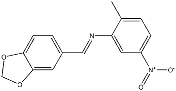 N-[(E)-1,3-benzodioxol-5-ylmethylidene]-N-(2-methyl-5-nitrophenyl)amine Struktur