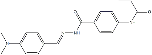 N-{4-[(2-{(E)-[4-(dimethylamino)phenyl]methylidene}hydrazino)carbonyl]phenyl}propanamide Struktur