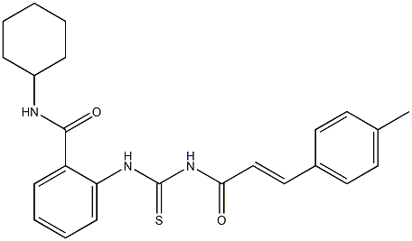 N-cyclohexyl-2-[({[(E)-3-(4-methylphenyl)-2-propenoyl]amino}carbothioyl)amino]benzamide Struktur