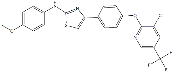 N-[4-(4-{[3-chloro-5-(trifluoromethyl)-2-pyridinyl]oxy}phenyl)-1,3-thiazol-2-yl]-N-(4-methoxyphenyl)amine Struktur