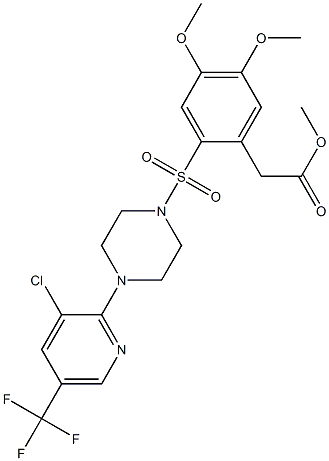 methyl 2-[2-({4-[3-chloro-5-(trifluoromethyl)-2-pyridinyl]piperazino}sulfonyl)-4,5-dimethoxyphenyl]acetate Struktur