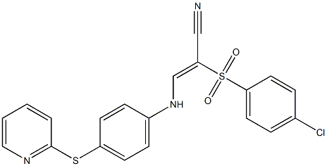 (Z)-2-[(4-chlorophenyl)sulfonyl]-3-[4-(2-pyridinylsulfanyl)anilino]-2-propenenitrile Struktur