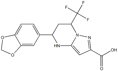 5-(1,3-benzodioxol-5-yl)-7-(trifluoromethyl)-4,5,6,7-tetrahydropyrazolo[1,5-a]pyrimidine-2-carboxylic acid Struktur