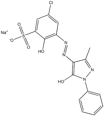 2-Hydroxy-3-(1-phenyl-3-methyl-5-hydroxy-1H-pyrazole-4-ylazo)-5-chlorobenzenesulfonic acid sodium salt Struktur