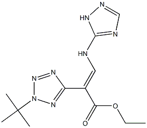 2-(2-tert-Butyl-2H-tetrazol-5-yl)-3-[(1H-1,2,4-triazol-5-yl)amino]acrylic acid ethyl ester Struktur